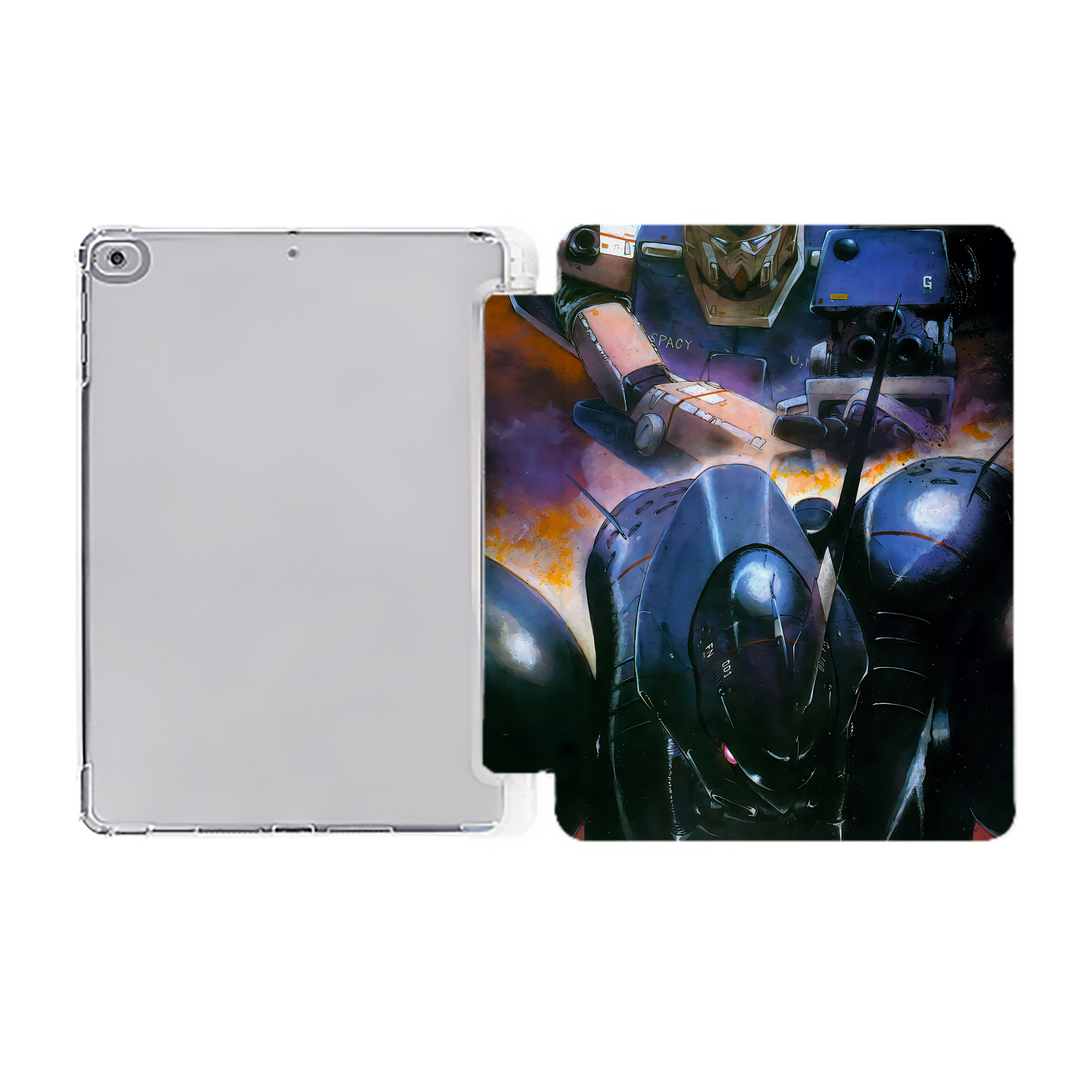 （画像用） 機動戦士ガンダム Mobile Suit Gundam IPad ケース ペン収納付き 三つ折りスタンド PUレザー×シリコン 対応機種9.5/10.5/10.9インチ